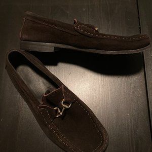 Brown suede authentic Gucci loafers